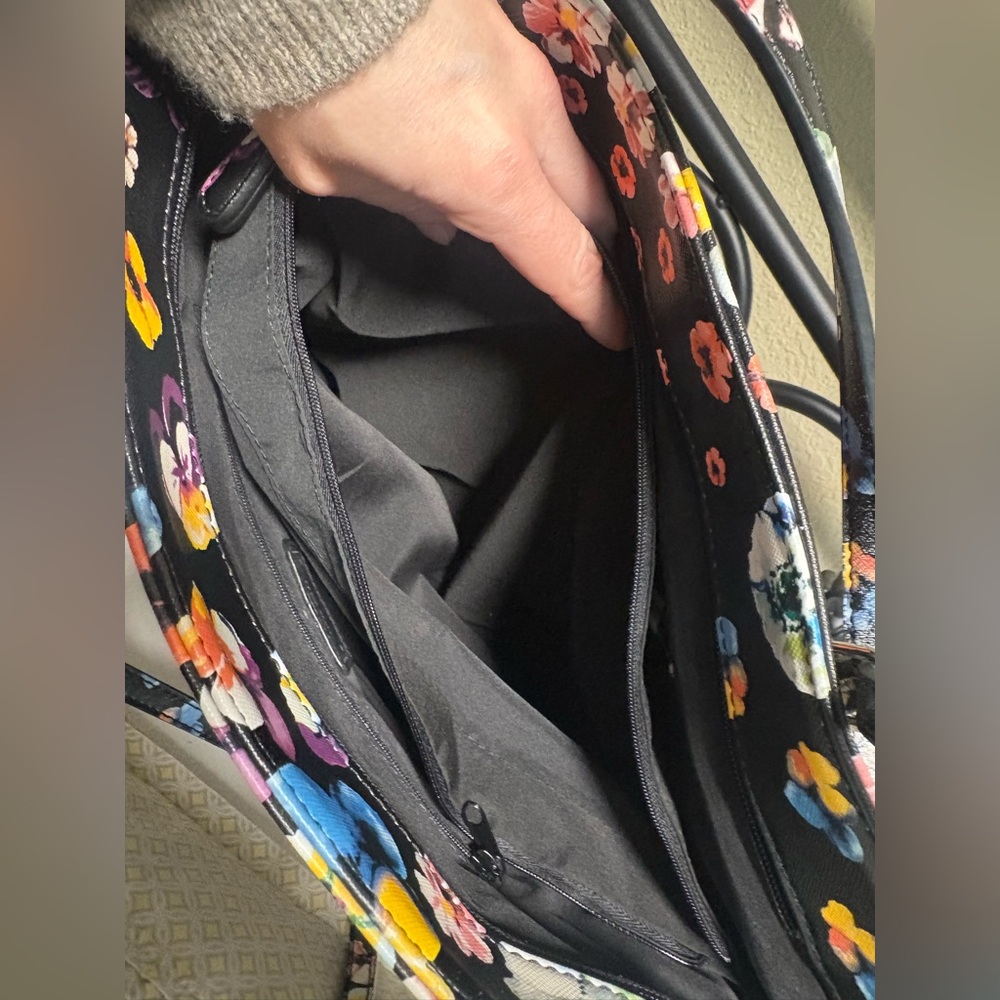 Floral Black Vinyl Carry-on Tote Bag - Picture 10 of 12